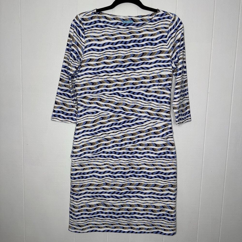 J. McLaughlin Women’s Nicola Tiered Sheath Dress Catalina Cloth Geo Stripe M
